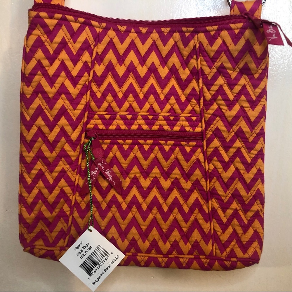 Vera Bradley Zig Zags Hipster Crossbody Purse NWT Orange Pink Quilted Retired
